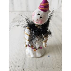 Ghost bobblehead feather Halloween decor mini village jointed